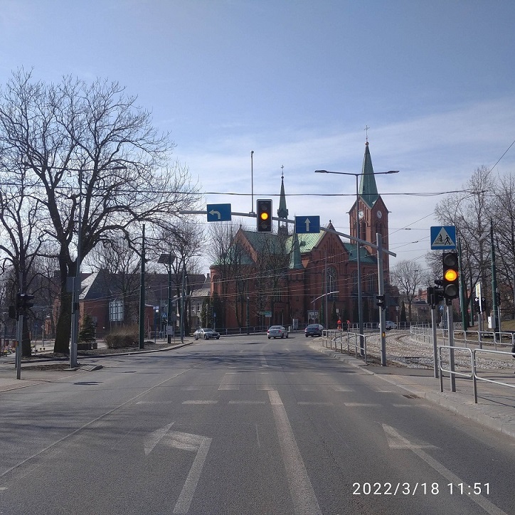 Komunikat dotyczący sygnalizacji drogowej na skrzyżowaniu ul. Zabrzańska - Frycza Modrzewskiego w Bytomiu.