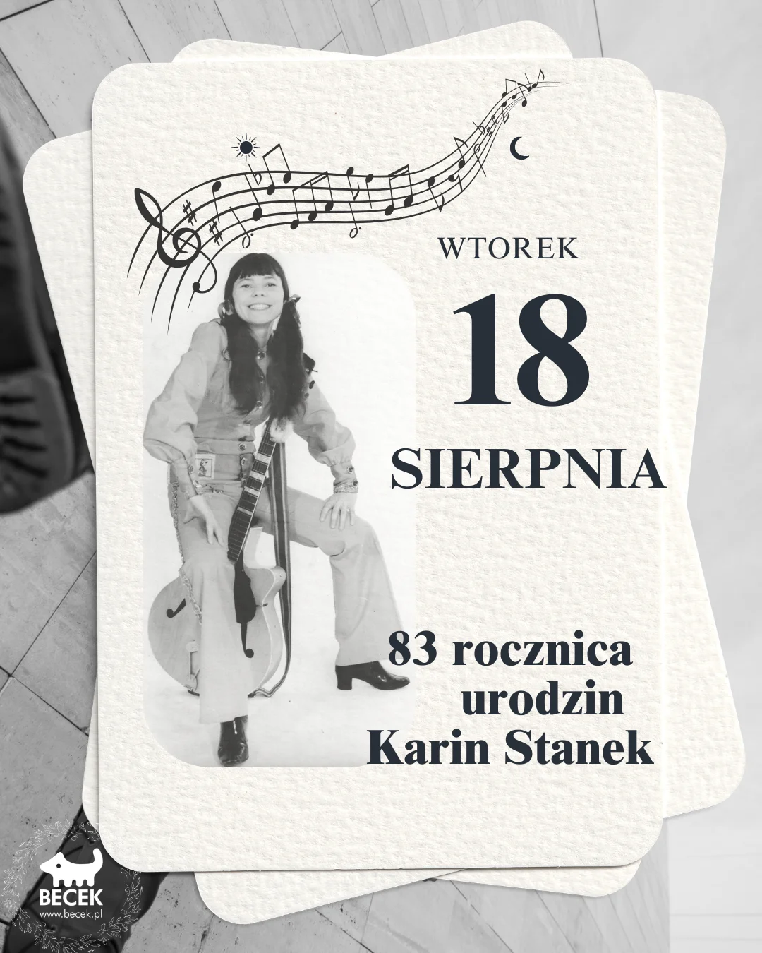 Grafika promocyjna wydarzenia 83. rocznica urodzin Karin Stanek