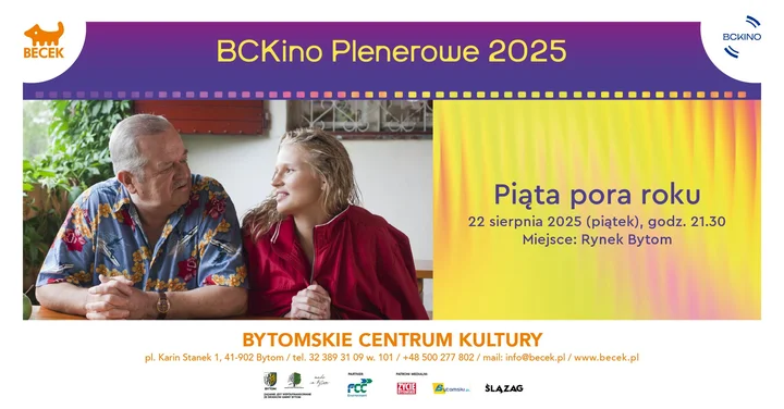 Obrazek przedstawia grafikę promocyjną wydarzenia Plenerowy pokaz filmu „Piąta pora roku” na Rynku w Bytomiu
