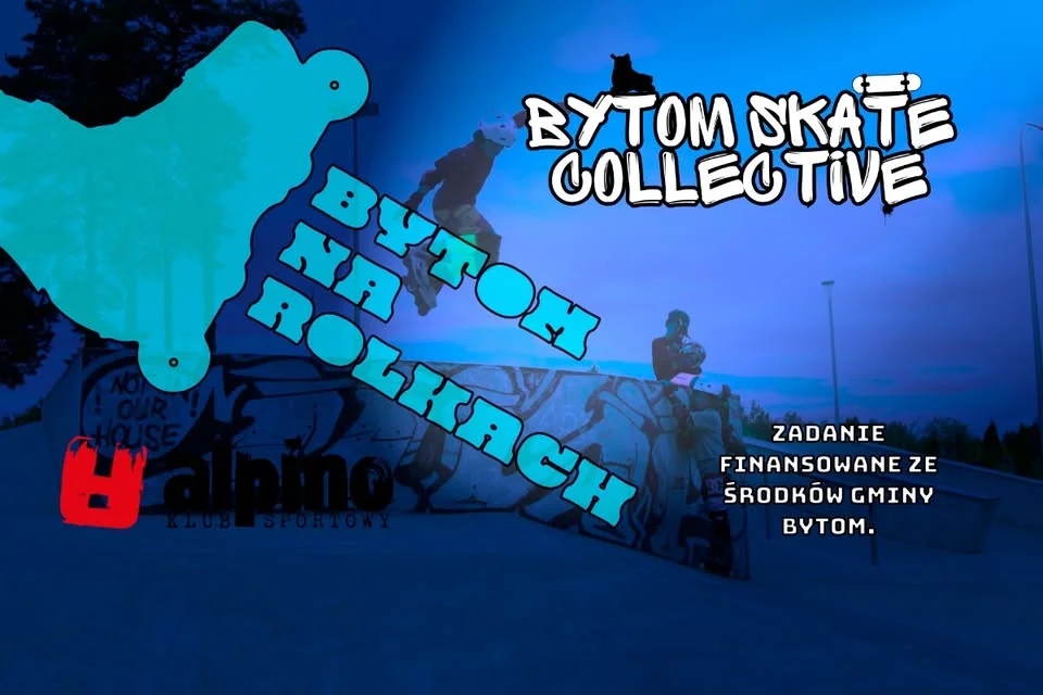 Grafika promocyjna wydarzenia Bytom na Rolkach: otwarty trening rolkowy i deskorolkowy w Parku Miejskim