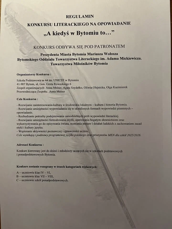 Grafika promocyjna wydarzenia Bytomski Konkurs Literacki „A kiedyś w Bytomiu to…” — konkurs dla miłośników lokalnych historii