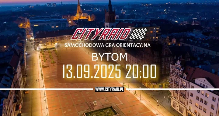 Obrazek przedstawia grafikę promocyjną wydarzenia Samochodowa gra orientacyjna CITYRAID w Bytomiu