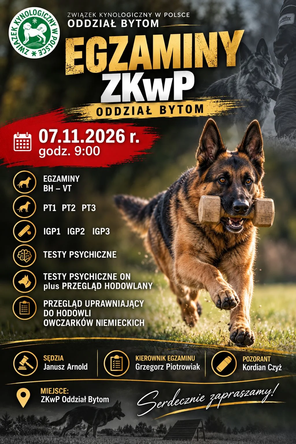 Grafika promocyjna wydarzenia Egzaminy ZKwP Bytom: BH, PT i IGP