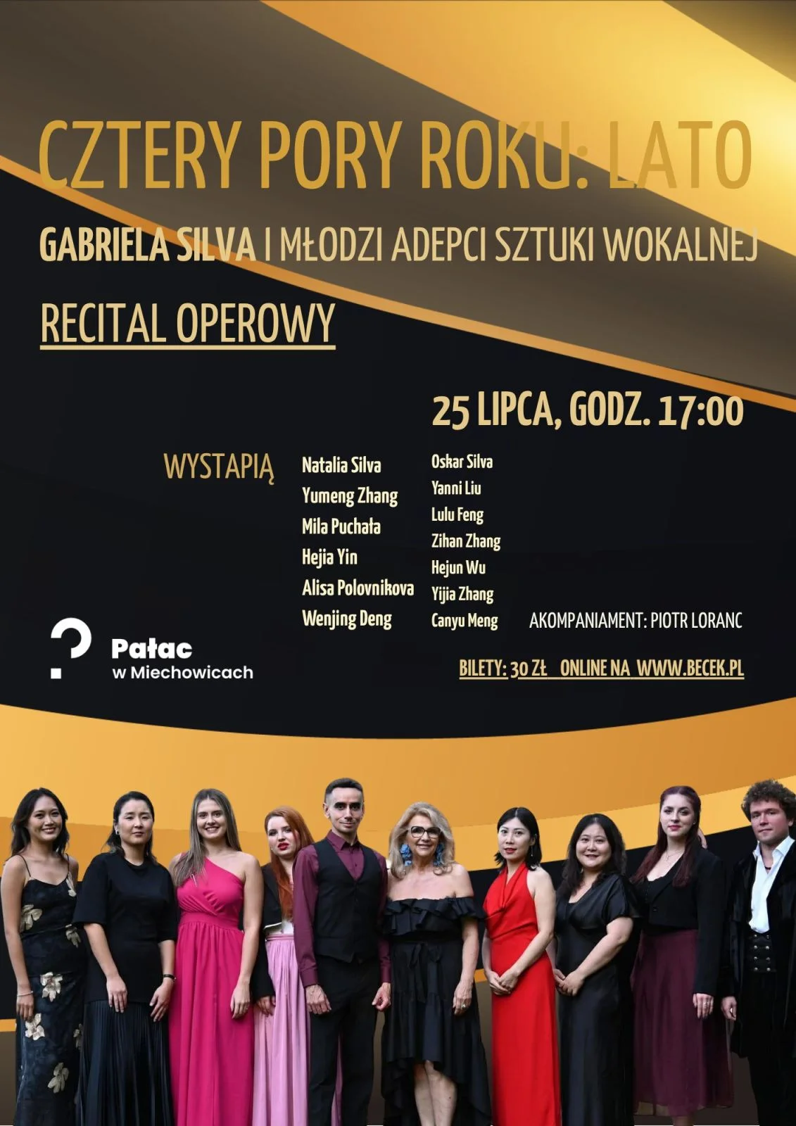 Grafika promocyjna wydarzenia Gabriela Silva i młodzi adepci sztuki wokalnej w Pałacu w Miechowicach