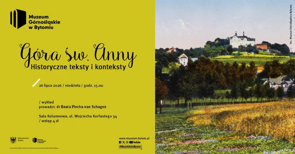 Grafika promocyjna wydarzenia Góra św. Anny – historyczne teksty i konteksty: wykład