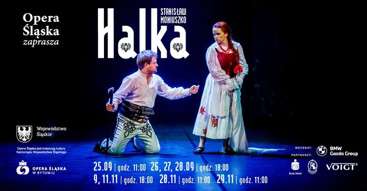 Obrazek przedstawia grafikę promocyjną wydarzenia Powrót opery Halka Stanisława Moniuszki w Bytomiu