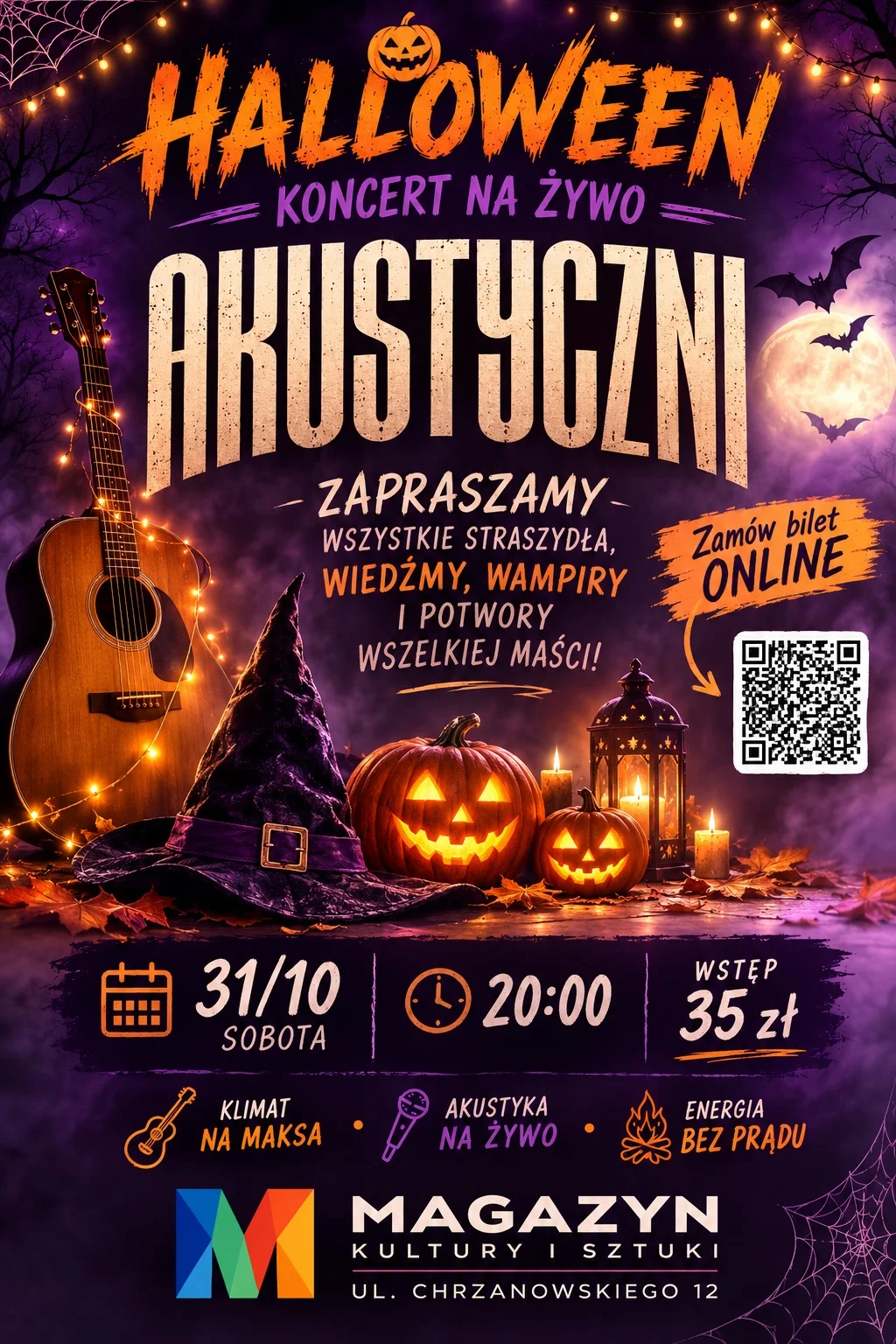 Grafika promocyjna wydarzenia Halloween-Kocert Akustyczni w Bytomiu