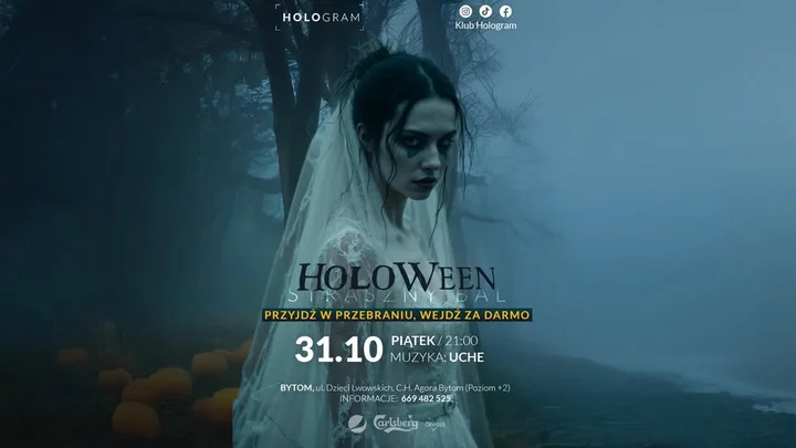 Grafika promocyjna wydarzenia HOLOWEEN (HOLO Bytom) — impreza 31 października