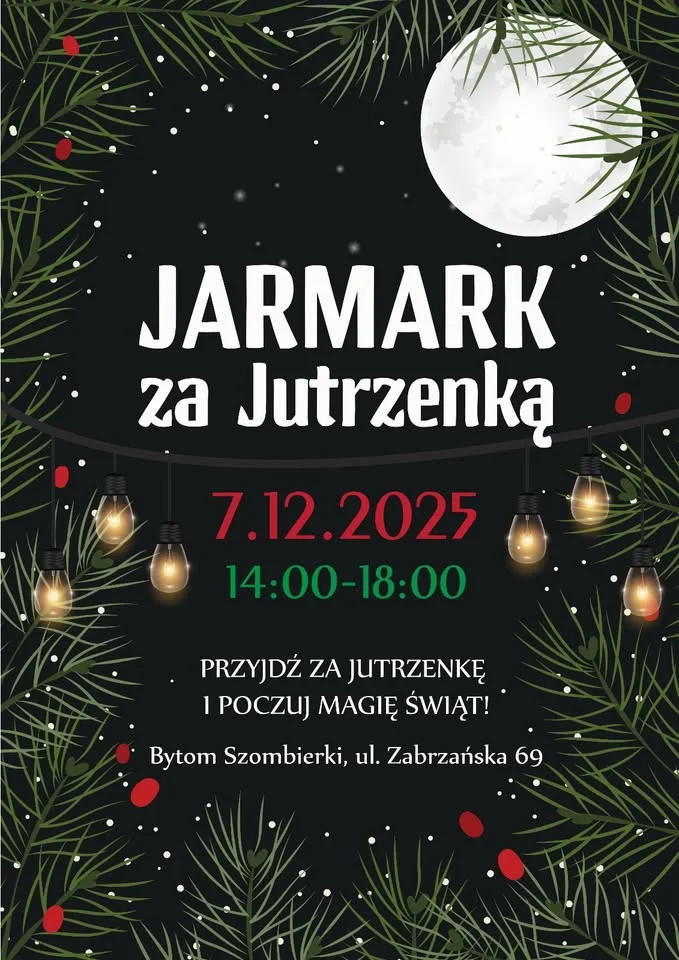 Grafika promocyjna wydarzenia Jarmark za Jutrzenką — świąteczny jarmark w Szombierkach