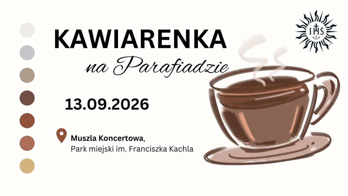 Grafika promocyjna wydarzenia Kawiarenka Parafialna – Parafiada 2026: kawa i ciasto