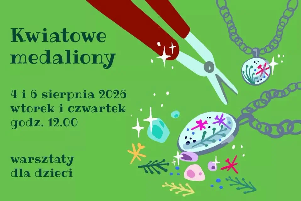 Grafika promocyjna wydarzenia „Kwiatowe medaliony” – warsztaty dziecięce
