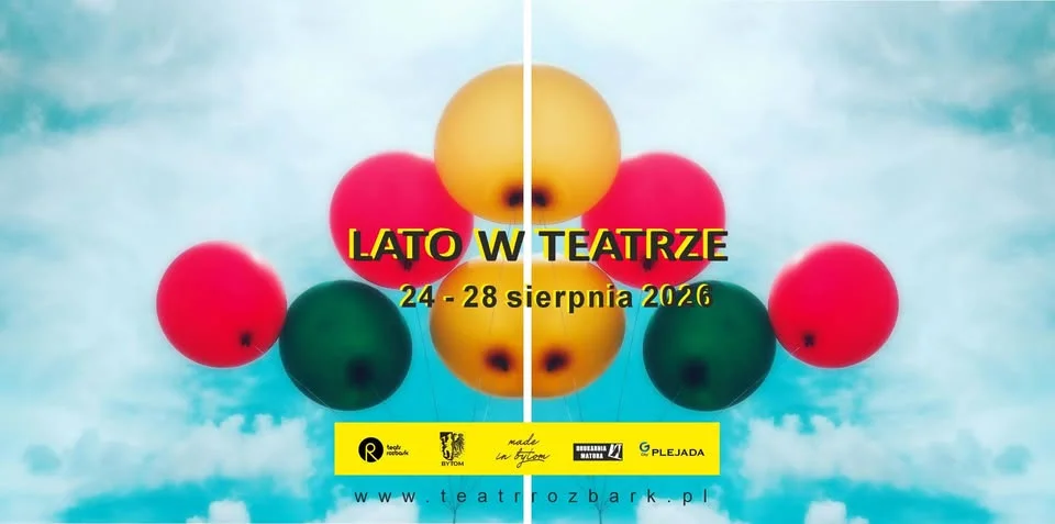 Grafika promocyjna wydarzenia Lato w Teatrze Rozbark – warsztaty wakacyjne