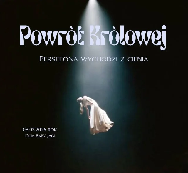 Grafika promocyjna wydarzenia Powrót Królowej — warsztat „Persefona na granicy światów”