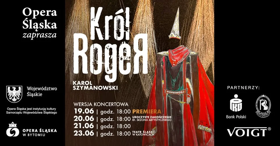 Grafika promocyjna wydarzenia „Król Roger” Karola Szymanowskiego – premiera w Bytomiu