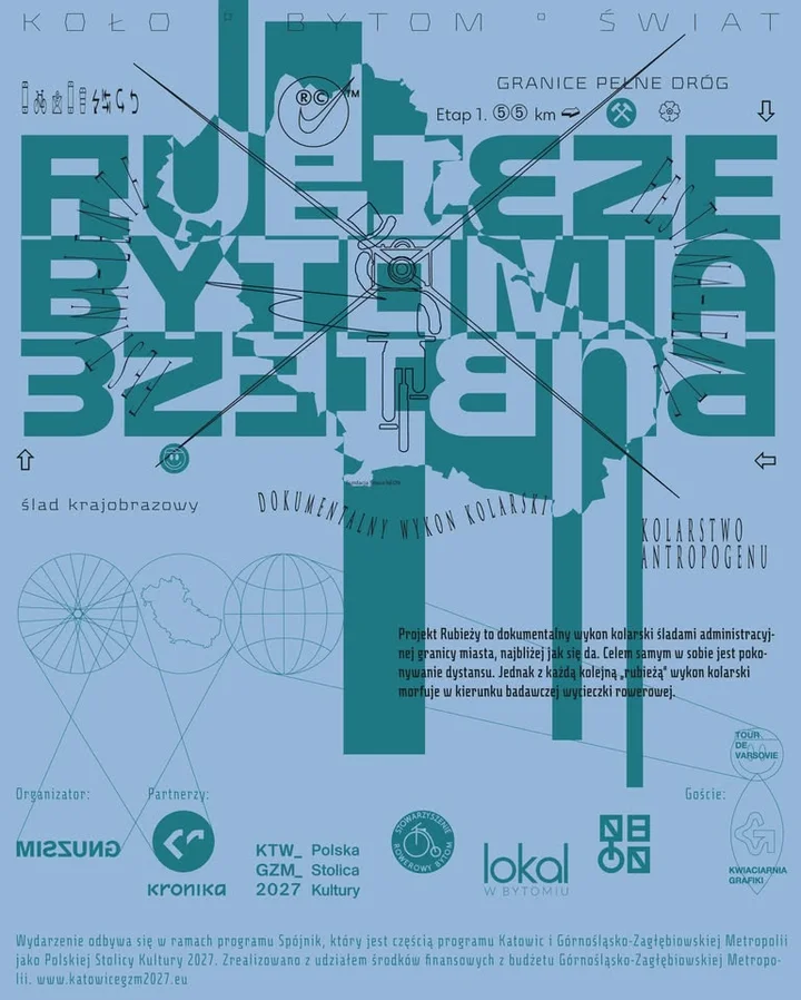 Obrazek przedstawia grafikę promocyjną wydarzenia Wycieczka rowerowa wokół granic Bytomia — 55 km rubieżowa trasa