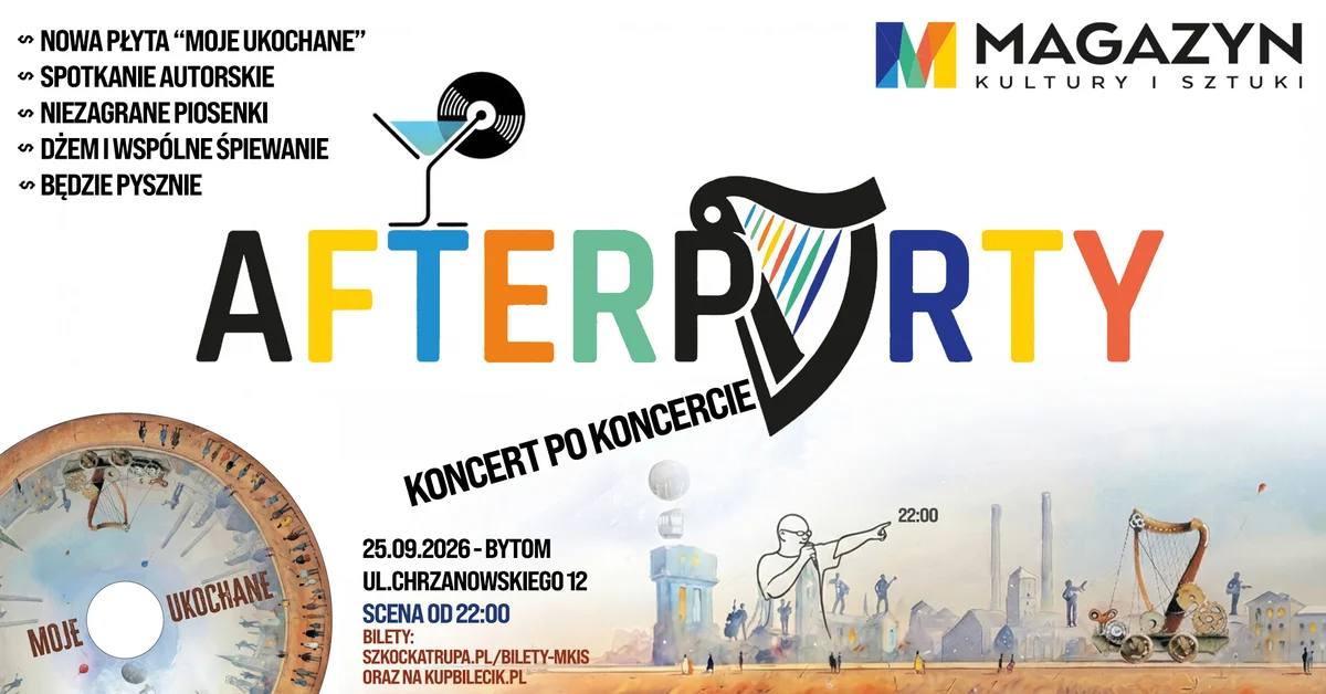 Grafika promocyjna wydarzenia ST w Magazynie Kultury i Sztuki – AFTEREK: koncert w Bytomiu