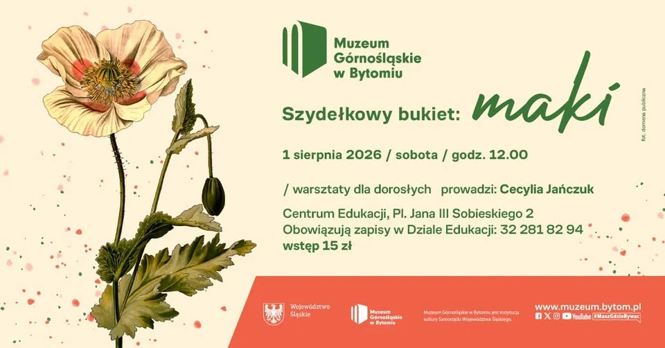Grafika promocyjna wydarzenia „Szydełkowy bukiet: maki” – warsztaty dla dorosłych