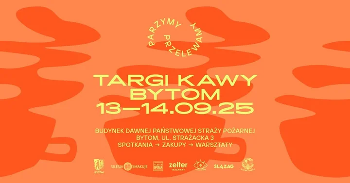 Obrazek przedstawia grafikę promocyjną wydarzenia Targi kawy i napojów alternatywnych w Bytomiu — 13–14 września 2025