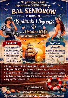 Grafika promocyjna wydarzenia Bal Seniorów „Kapitanki i Syrenki”