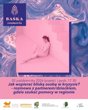 Grafika promocyjna wydarzenia BAŚKA rozmawia: „Jak wspierać bliską osobę w kryzysie?”