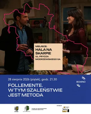 Grafika promocyjna wydarzenia BCKino Plenerowe – Follemente. W tym szaleństwie jest metoda