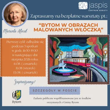 Grafika promocyjna wydarzenia Bytom w obrazach malowanych włóczką