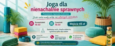 Grafika promocyjna wydarzenia Joga dla nienachalnie sprawnych – lipcowe zajęcia