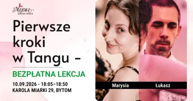 Grafika promocyjna wydarzenia Pierwsze kroki w tangu – bezpłatna lekcja w Bytomiu