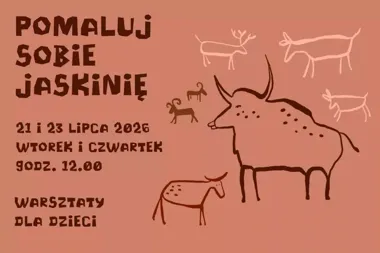 Grafika promocyjna wydarzenia „Pomaluj sobie jaskinię” – warsztaty dla dzieci