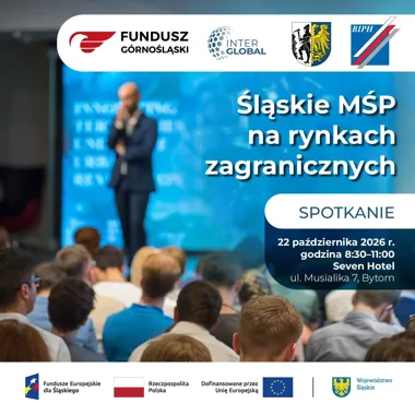 Grafika promocyjna wydarzenia Śląskie MŚP na rynkach zagranicznych