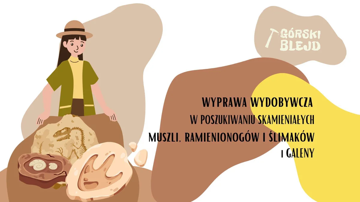 Grafika promocyjna wydarzenia TYDZIEŃ GEOLOGICZNY POD PLATANEM – galena i minerały
