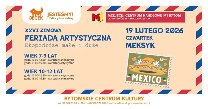 Grafika promocyjna wydarzenia Warsztaty animacyjne – Ameryka Łacińska (Meksyk) dla 10–12 latków