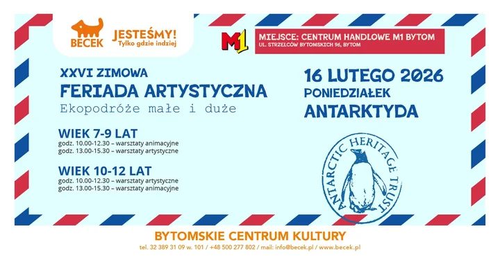 Grafika promocyjna wydarzenia Warsztaty animacyjne – Antarktyda (wiek: 10–12 lat)