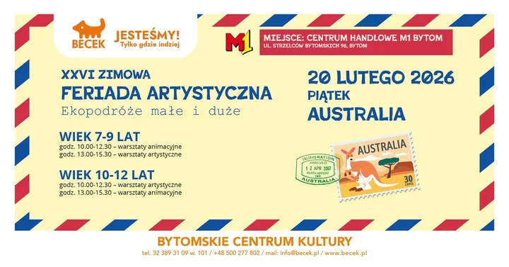 Grafika promocyjna wydarzenia Warsztaty artystyczne – Australia (wiek 10–12 lat)