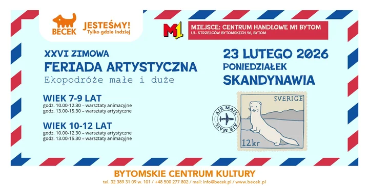 Grafika promocyjna wydarzenia Warsztaty artystyczne – Europa (Skandynawia) dla dzieci 10–12 lat
