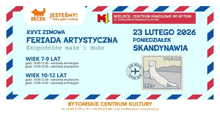 Grafika promocyjna wydarzenia Warsztaty artystyczne – Europa (Skandynawia) dla dzieci 7–9 lat