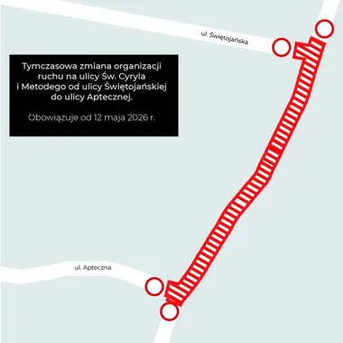 Cyryla i Metodego częściowo zamknięta. Kierowcy pojadą objazdem